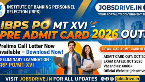 IBPS CRP PO MT XVI Pre Admit Card 2026