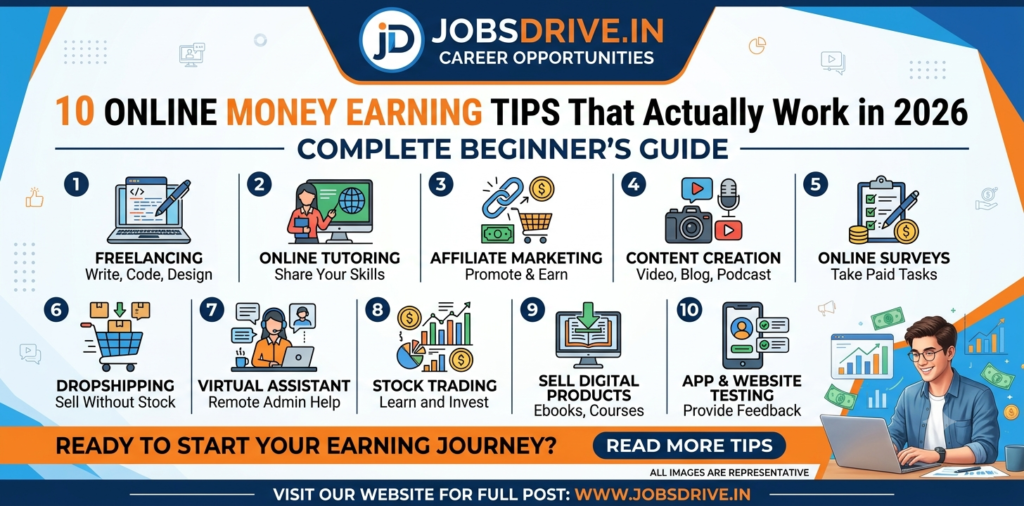 10 Online Money Earning Tips That Actually Work in 2026 – Complete Beginner's Guide